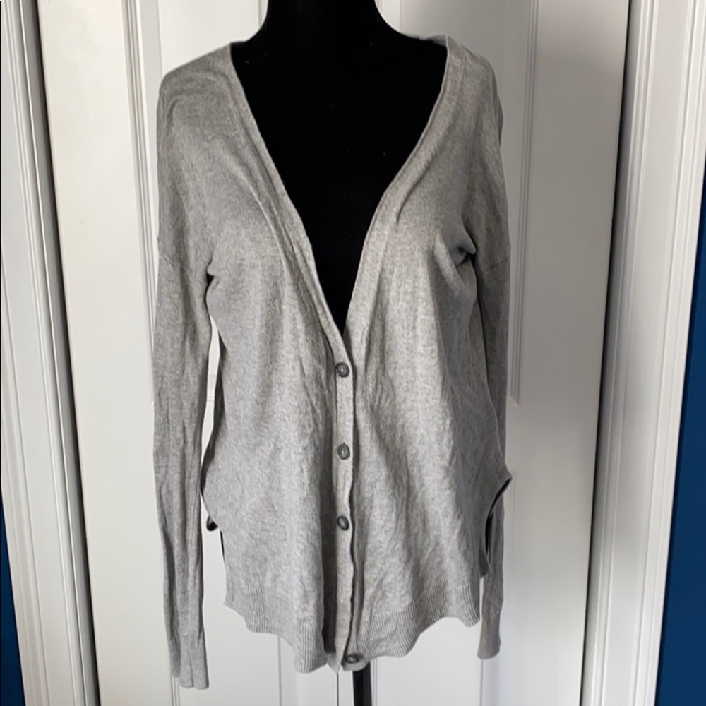 Gap Medium Gray V-Neck Button Down Cardigan